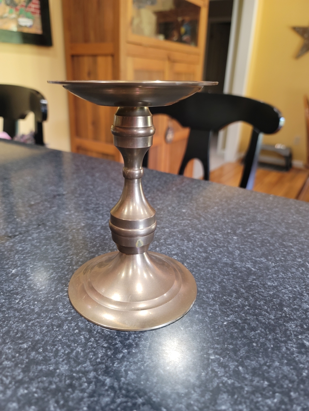 Vintage Taper Candlestick Holder Brass Tone Drip Cup Candle Spike